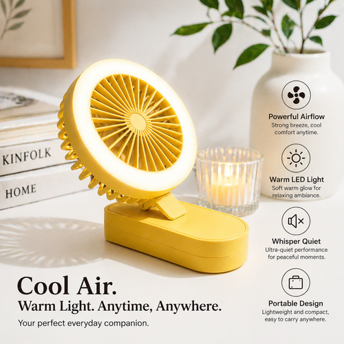 2 in 1 Desk Fan with LED Light